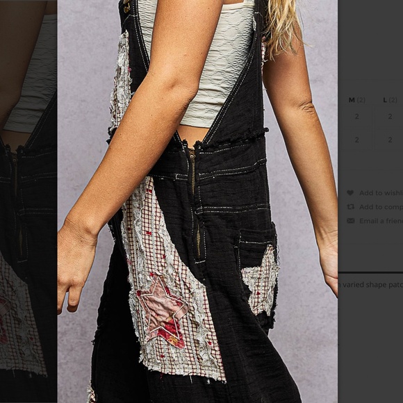 🎉 POL  “ Kim ” POL Overalls in Double Gauze and Lace Contrast Detail - Picture 6 of 7